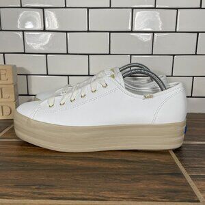 Keds Triple Up Womens Size 11 Shoes White Leather Lace Up Platform Sneakers